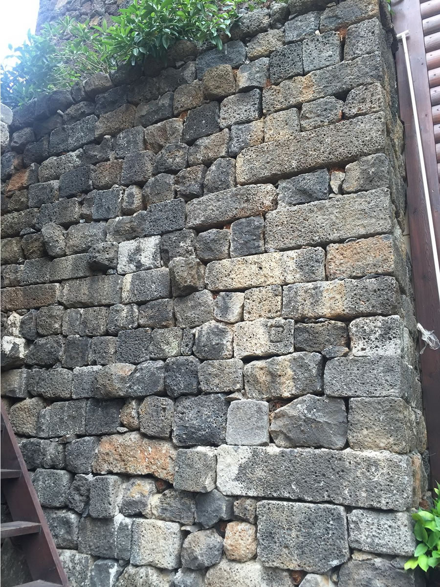 ancient lava stone wall