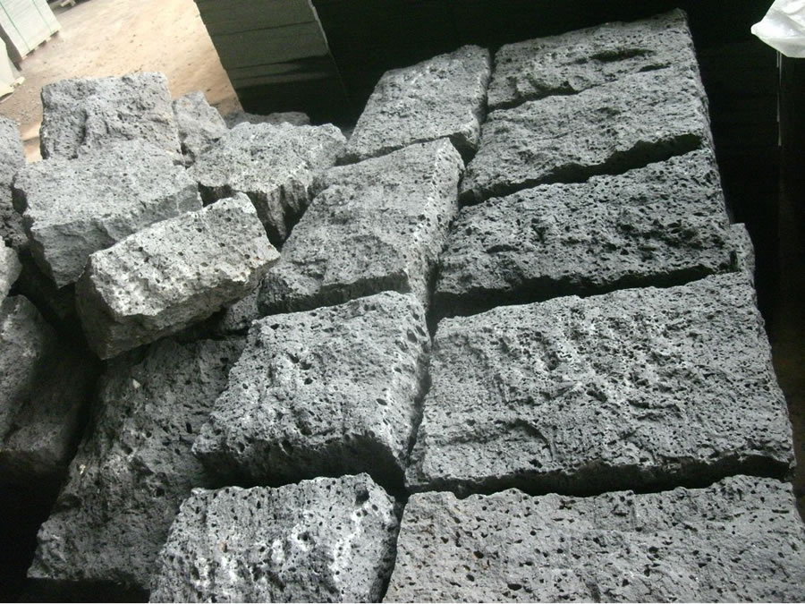 black lava stone rockface
